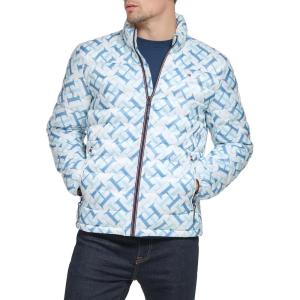 imageTommy Hilfiger Mens Ultra Loft Lightweight Packable Puffer Jacket Standard and Big ampamp TallWhite Th Logo Print