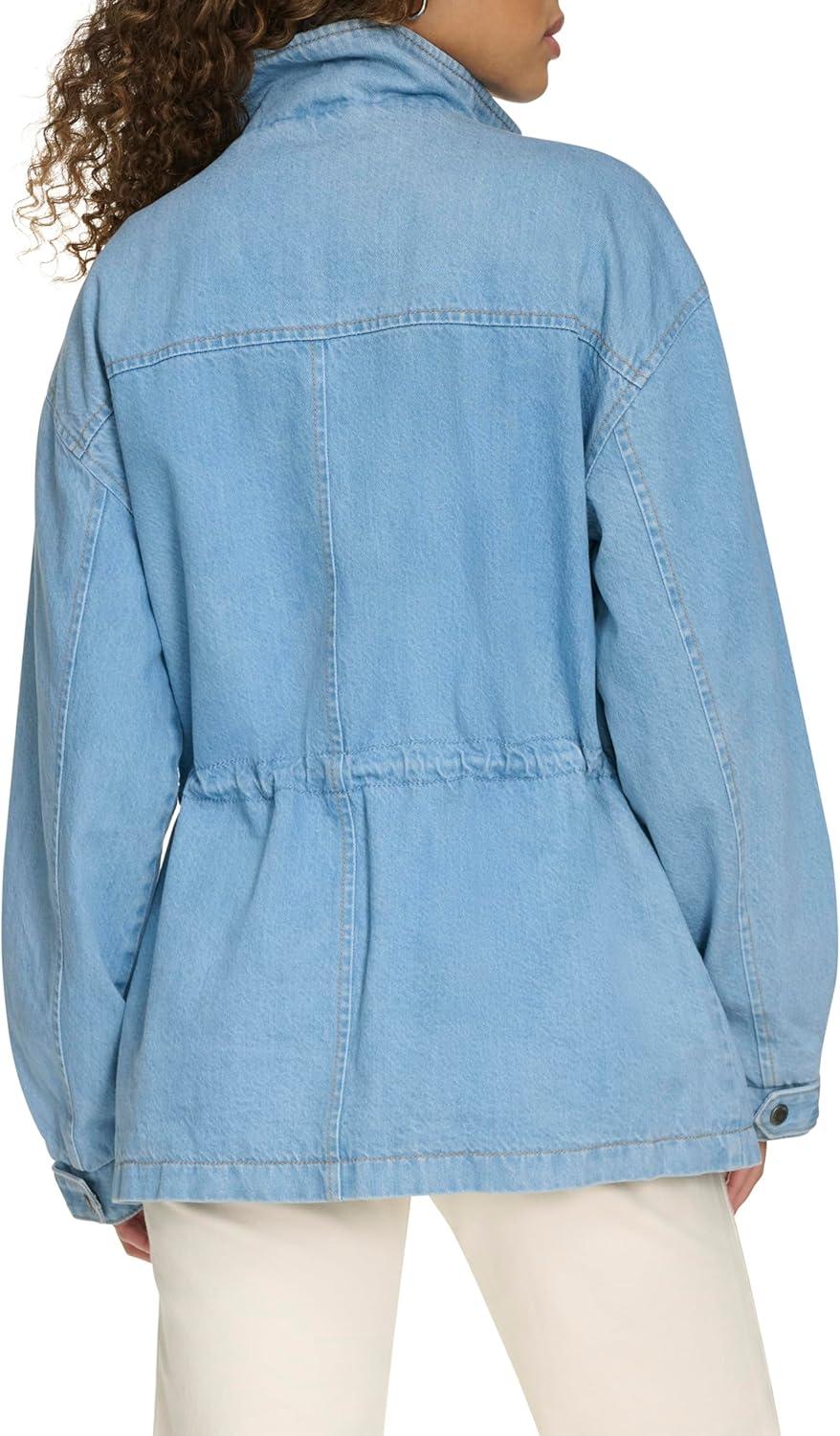 imageLevis Womens 4Pocket Stand Collar Military JacketLight Wash Denim