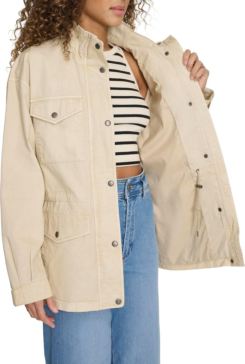 imageLevis Womens 4Pocket Stand Collar Military JacketOatmeal