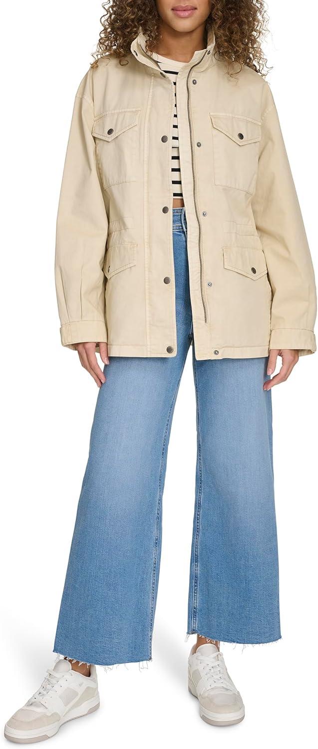 imageLevis Womens 4Pocket Stand Collar Military JacketOatmeal