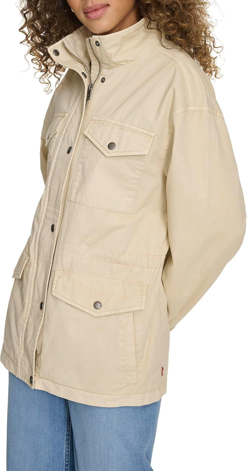 imageLevis Womens 4Pocket Stand Collar Military JacketOatmeal