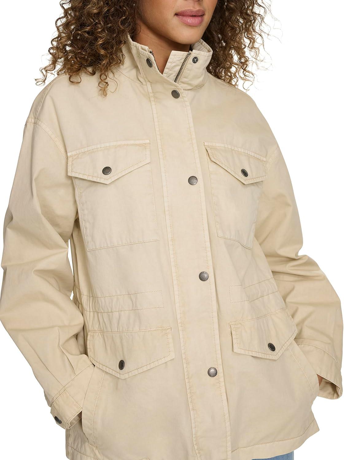 imageLevis Womens 4Pocket Stand Collar Military JacketOatmeal