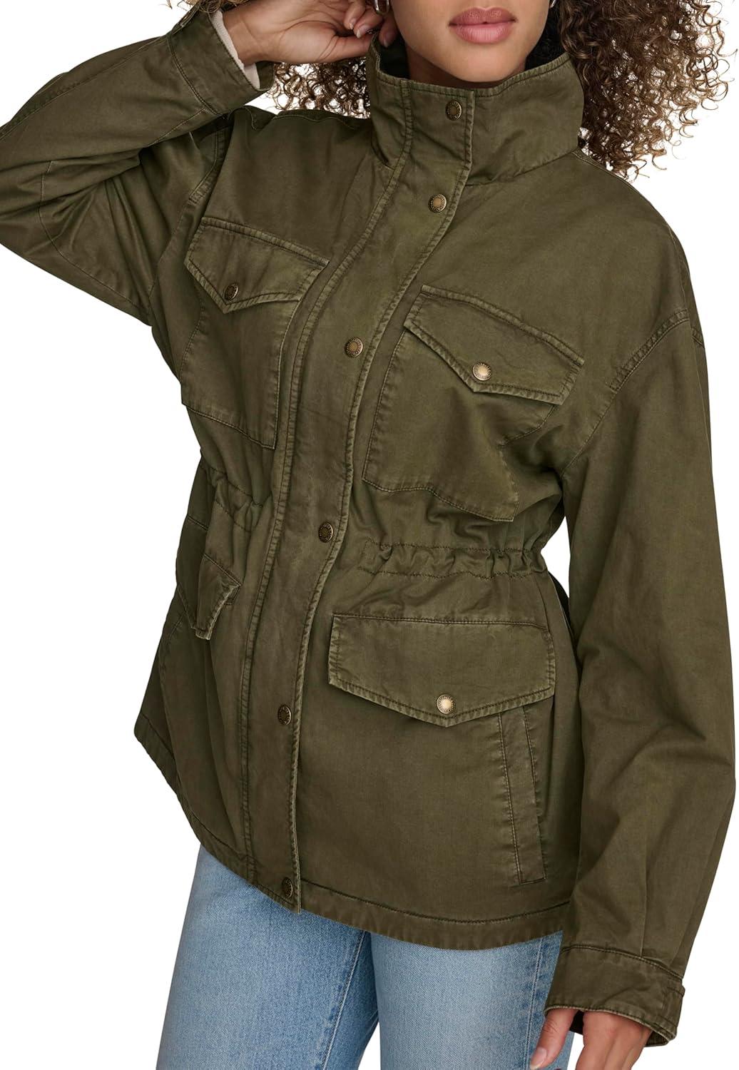 imageLevis Womens 4Pocket Stand Collar Military JacketOlive Night