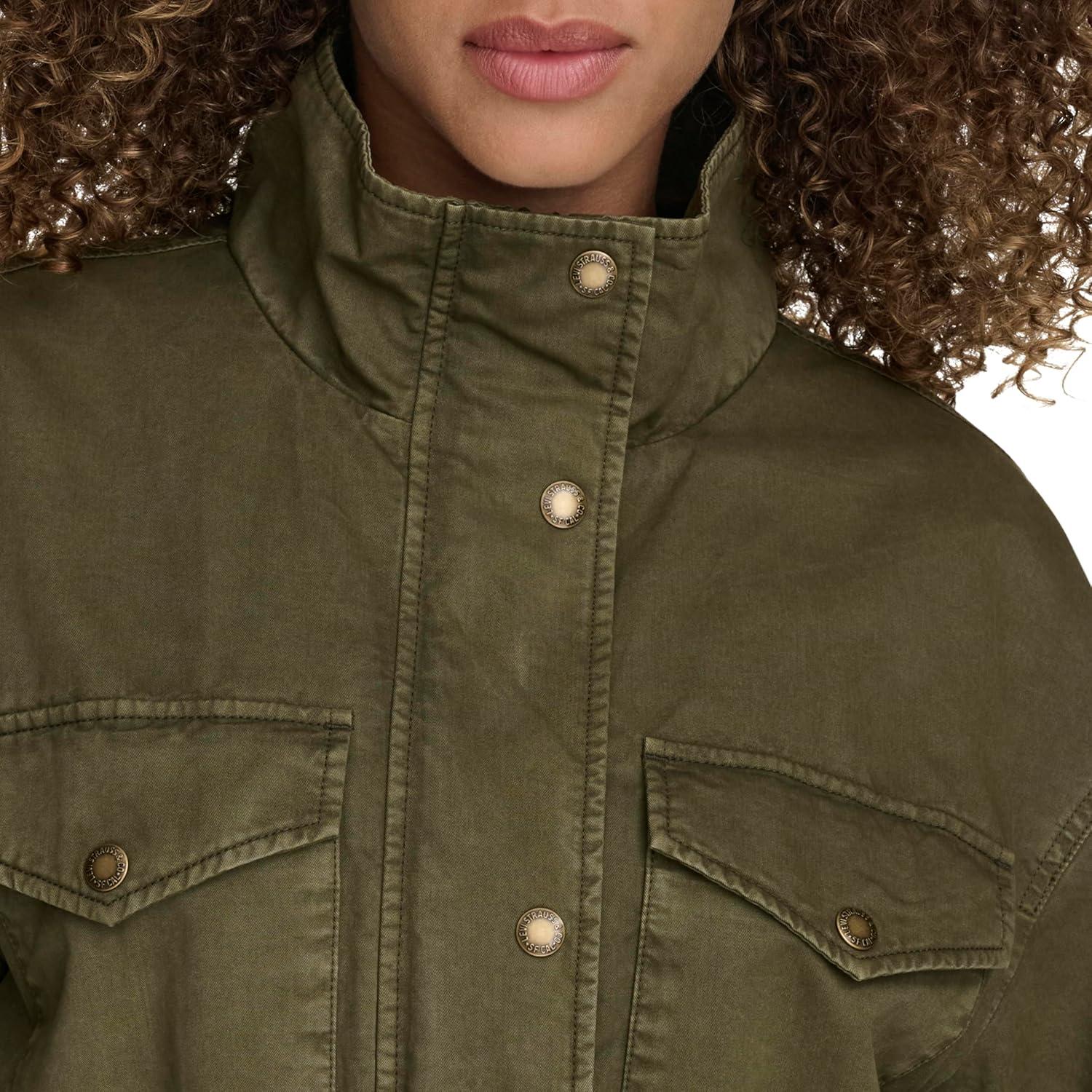 imageLevis Womens 4Pocket Stand Collar Military JacketOlive Night