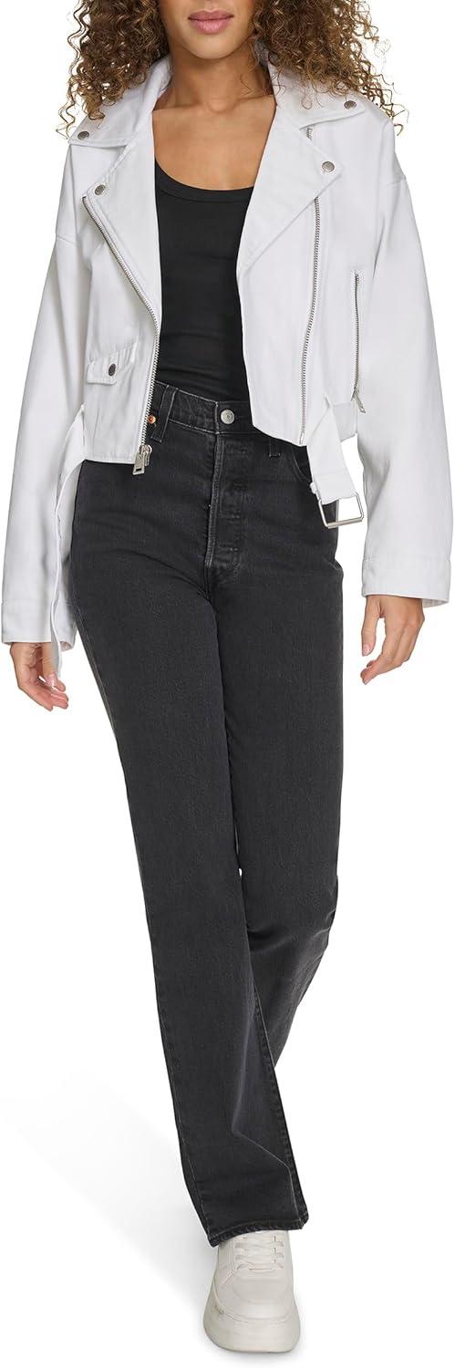 imageLevis Womens Cropped Denim MotoWhite Wash Denim