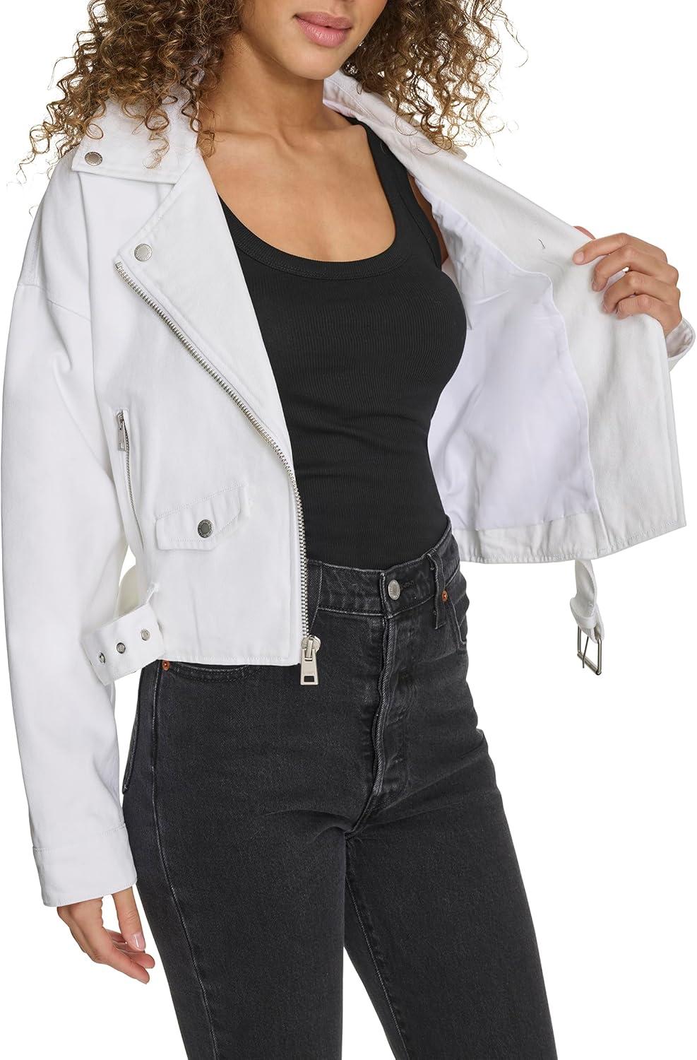 imageLevis Womens Cropped Denim MotoWhite Wash Denim