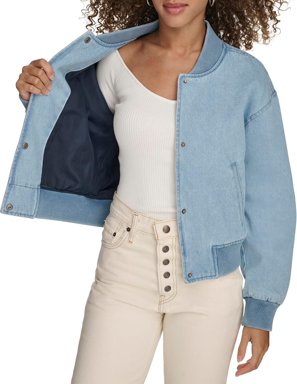imageLevis Womens Varsity Bomber JacketLight Wash Denim