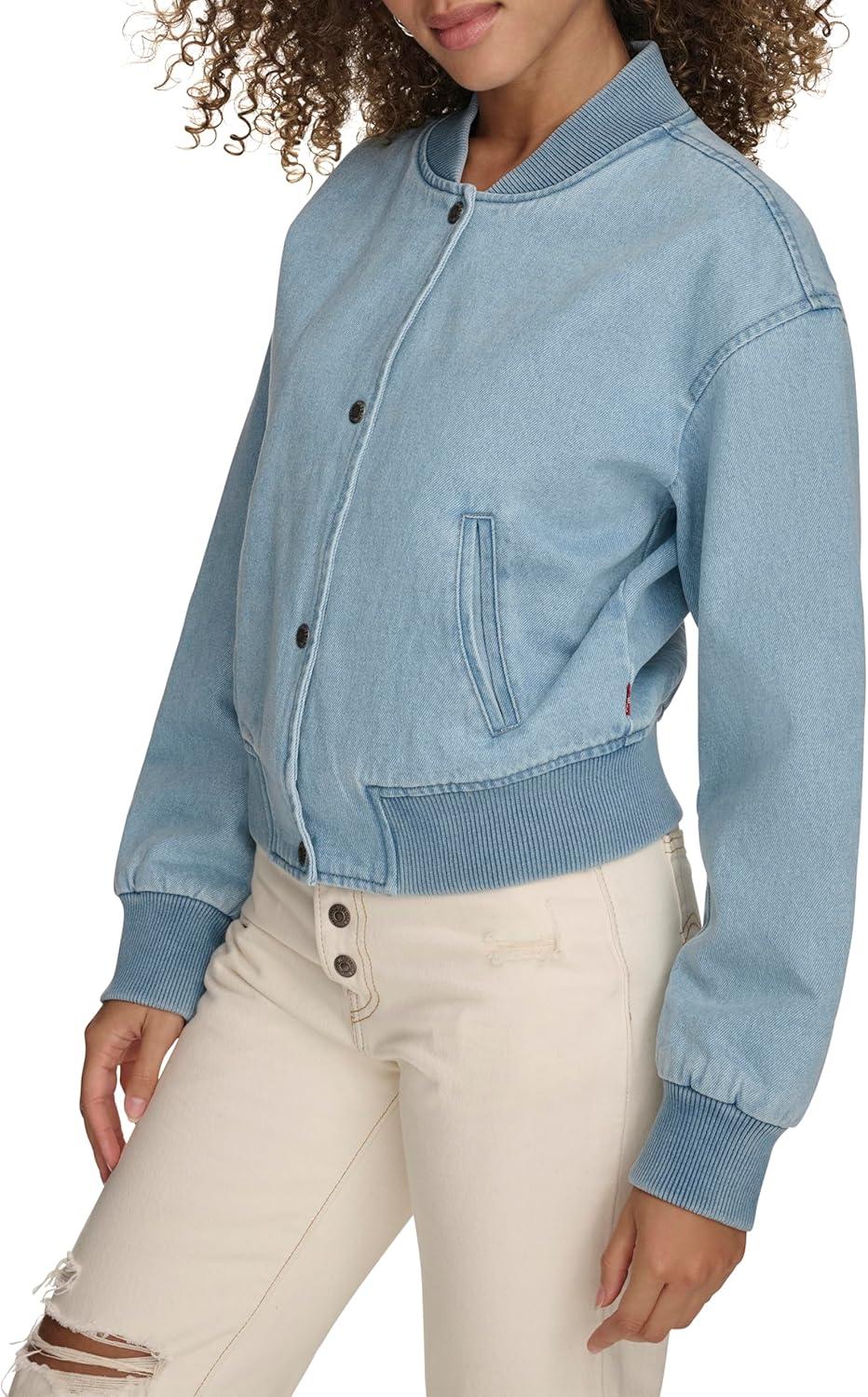 imageLevis Womens Varsity Bomber JacketLight Wash Denim