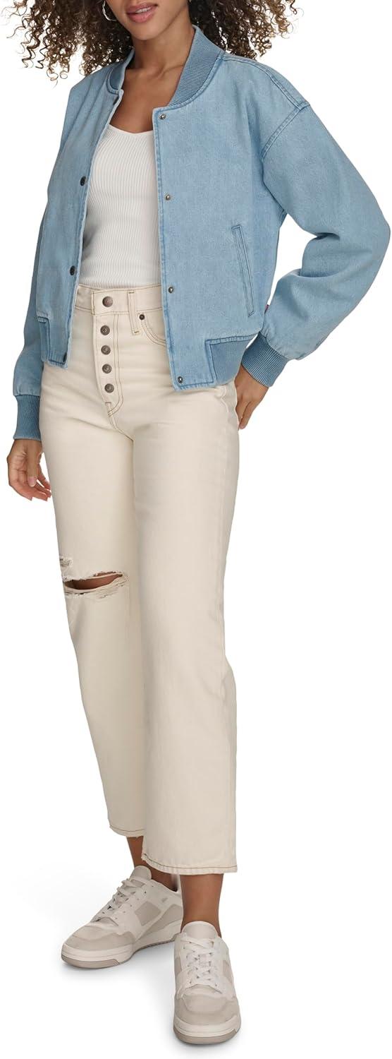 imageLevis Womens Varsity Bomber JacketLight Wash Denim