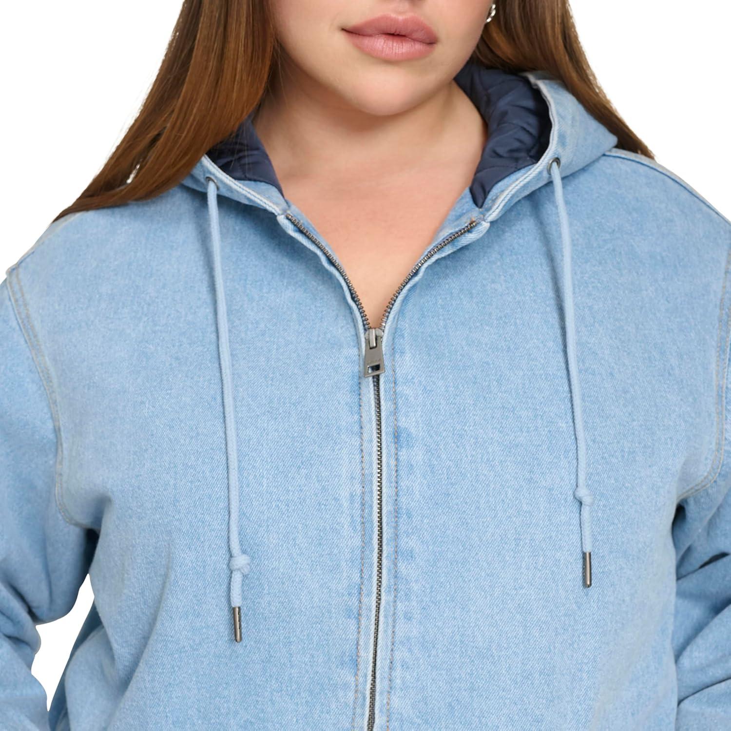imageLevis Womens Workwear Hoody BomberLight Wash Denim Filled