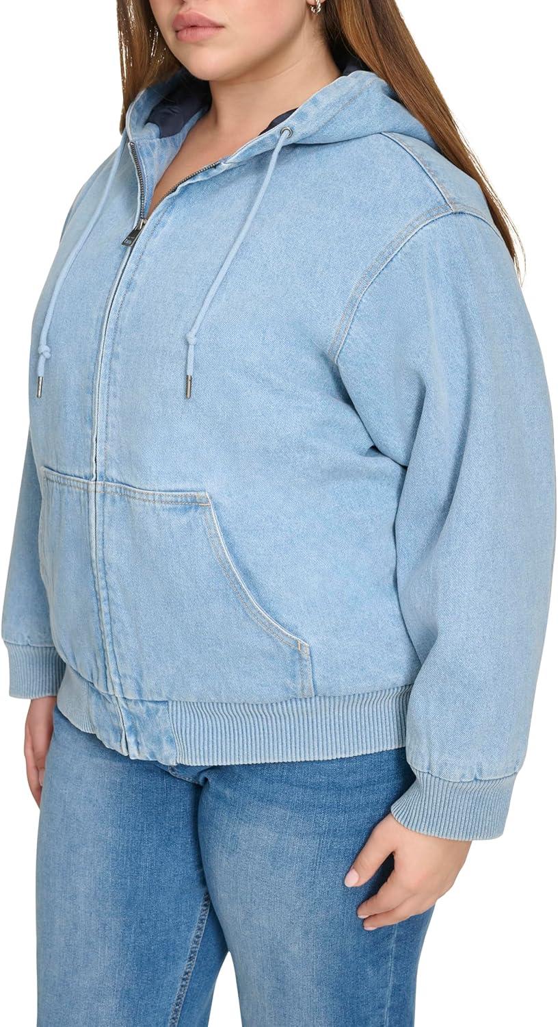 imageLevis Womens Workwear Hoody BomberLight Wash Denim Filled