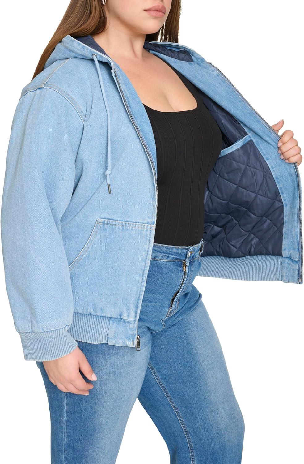 imageLevis Womens Workwear Hoody BomberLight Wash Denim Filled