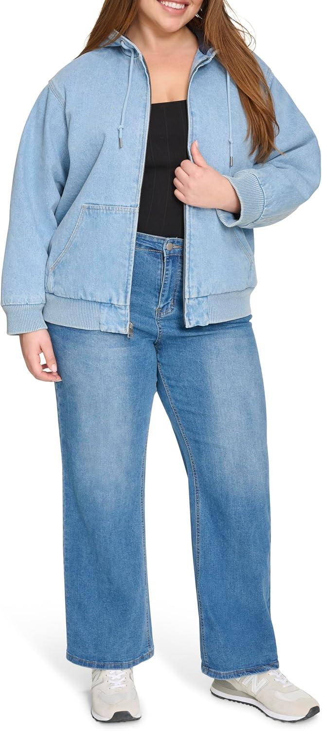 imageLevis Womens Workwear Hoody BomberLight Wash Denim Filled