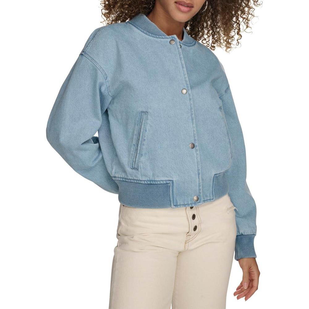 imageLevis Womens Varsity Bomber JacketLight Wash Denim