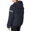 imageDKNY Mens Water Resistant Ultra Loft Hooded Logo Puffer Jacket Standard and Big ampamp TallNavy