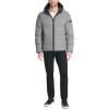 imageDKNY Mens Water Resistant Ultra Loft Hooded Logo Puffer Jacket Standard and Big ampamp TallNew Heather Grey