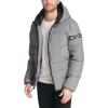 imageDKNY Mens Water Resistant Ultra Loft Hooded Logo Puffer Jacket Standard and Big ampamp TallNew Heather Grey