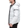 imageDKNY Mens Water Resistant Ultra Loft Hooded Logo Puffer Jacket Standard and Big ampamp TallUltra Loft Silver