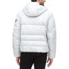 imageDKNY Mens Water Resistant Ultra Loft Hooded Logo Puffer Jacket Standard and Big ampamp TallUltra Loft Silver