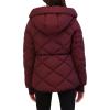 imageKenneth Cole Womens Diamond Quilted Crinkle Nylon Puffer with Attached HoodWine