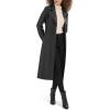 imageKenneth Cole Womens Faux Leather Belted Duster with Whip Stitch Detail ampamp Notched CollarBlack
