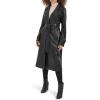 imageKenneth Cole Womens Faux Leather Belted Duster with Whip Stitch Detail ampamp Notched CollarBlack