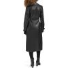imageKenneth Cole Womens Faux Leather Belted Duster with Whip Stitch Detail ampamp Notched CollarBlack