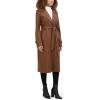 imageKenneth Cole Womens Faux Leather Belted Duster with Whip Stitch Detail ampamp Notched CollarCognac