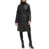 imageKenneth Cole Womens Belted Notch Collar CoatKnee Length Black