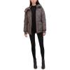 imageKenneth Cole Womens Diamond Quilted Crinkle Nylon Puffer with Attached HoodGunmetal