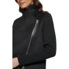 imageKenneth Cole Womens Asymmetrical Zip Front Double Face Wool with Rib Knit Sleeve CoatBlack