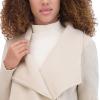 imageKenneth Cole Womens Asymmetrical Zip Front Double Face Wool with Rib Knit Sleeve CoatSand