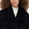 imageKenneth Cole Womens Cozy Lightweight Textured Faux Fur Coat with Envelope CollarBlack