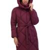 imageKenneth Cole Womens Diamond Quilted Belted Puffer with Ultra Soft Plush Synthetic FillWine