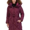 imageKenneth Cole Womens Diamond Quilted Belted Puffer with Ultra Soft Plush Synthetic FillWine