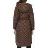 imageKenneth Cole Womens Heavy Weight Stand Collar Down Puffer JacketBelted Quilted Chocolate