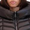 imageKenneth Cole Womens Mid Length Mixed Quilted Puffer with Faux Fur Trimmed HoodBlack