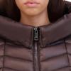 imageKenneth Cole Womens Mid Length Mixed Quilted Puffer with Faux Fur Trimmed HoodChocolate