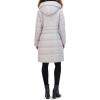 imageKenneth Cole Womens Mid Length Mixed Quilted Puffer with Faux Fur Trimmed HoodSilver