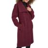 imageKenneth Cole Womens Pressed Boucle Wool Coat with Oversized Wing CollarBurgundy