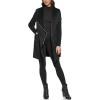 imageKenneth Cole Womens Asymmetrical Zip Front Double Face Wool with Rib Knit Sleeve CoatBlack