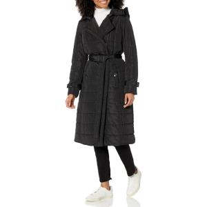 imageKenneth Cole Womens Belted Puffer Trench CoatQuilted Belt Black