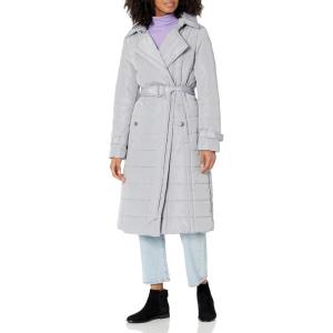 imageKenneth Cole Womens Belted Puffer Trench CoatQuilted Belt Light Grey
