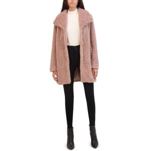 imageKenneth Cole Womens Cozy Lightweight Textured Faux Fur Coat with Envelope CollarDusty Blush