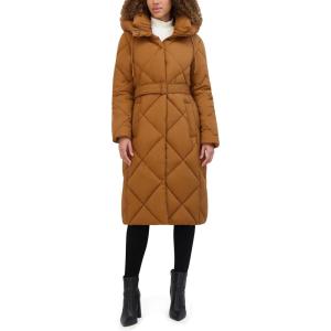 imageKenneth Cole Womens Diamond Quilted Belted Puffer with Ultra Soft Plush Synthetic FillAmber