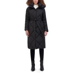 imageKenneth Cole Womens Diamond Quilted Belted Puffer with Ultra Soft Plush Synthetic FillBlack