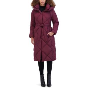imageKenneth Cole Womens Diamond Quilted Belted Puffer with Ultra Soft Plush Synthetic FillWine