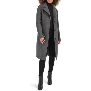 imageKenneth Cole Womens Double Face Wool with Notched Collar CoatGrey Multi
