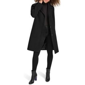 imageKenneth Cole Womens Notch Collar Fly Front Single Breasted TopcoatBlack