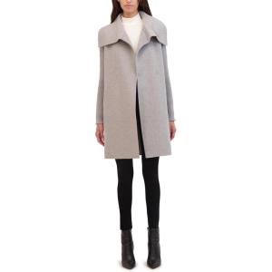 imageKenneth Cole Womens Oversized Collar Full Length Wool Blend JacketLight Grey